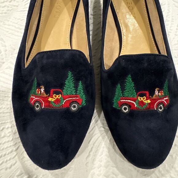 Talbots EUC Ryan Blue Suede RED TRUCK Christmas Holiday Flats Shoes Women's 8 M - Picture 11 of 16